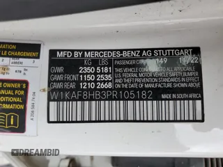2023 Mercedes-Benz C 43 AMG with VIN W1KAF8HB3PR105182, listed as a Copart auction lot 44215215 with Not Provided miles and Clean Title. Bid and sale history available at DreamBid. Image 12.