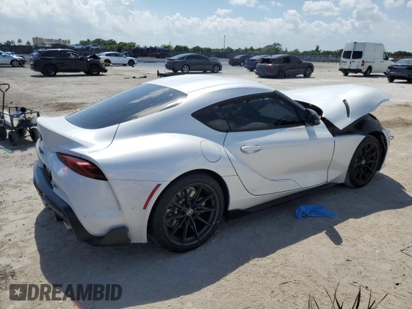 2025 Toyota GR Supra 3.0 with VIN WZ1DB0G09SW069188, listed as a Copart auction lot 49242215 with 0 mi miles and Salvage Title. Bid and sale history available at carsss.com. Image 3.