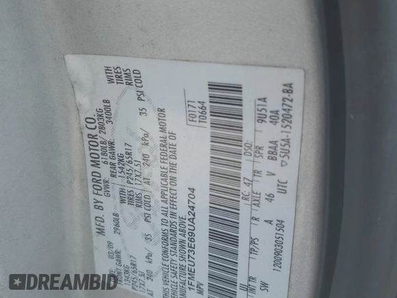 2009 Ford Explorer XLT с VIN 1FMEU73E69UA24704, выставлен на аукционе Copart как лот 64838035 с пробегом 196 738 миль миль и Чистый • Clean title. История ставок и продаж доступна на DreamBid. Изображение 13.