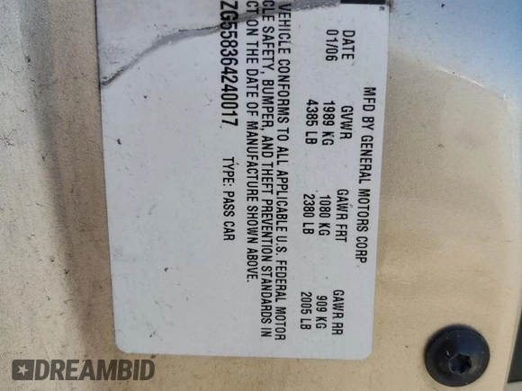 2006 Pontiac G6 6-Cyl z VIN 1G2ZG558364240017, wystawiony jako Copart lot #59183785 z przebiegiem 48 484 mil mil oraz Szkoda całkowita • Salvage title. Historia ofert i sprzedaży dostępna na DreamBid. Obrazek 12.