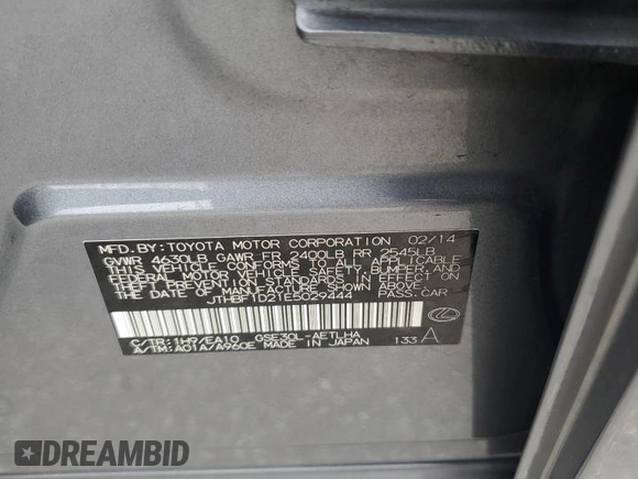 2014 Lexus IS 250 with VIN JTHBF1D21E5029444, listed as a Copart auction lot 59900835 with 157,047 mi miles and Salvage title. Bid and sale history available at DreamBid. Image 12.