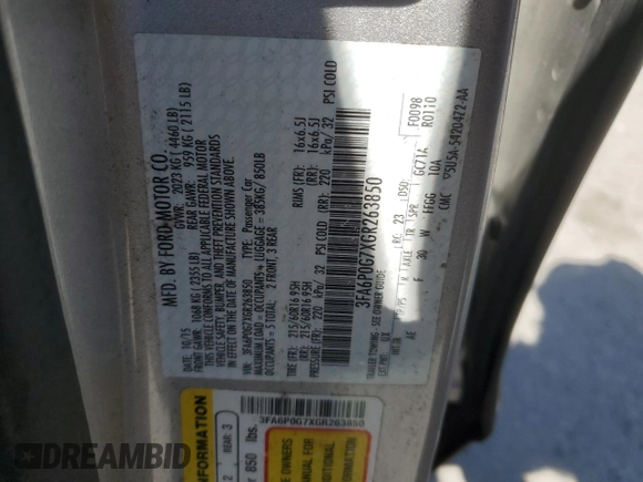 2016 Ford Fusion S with VIN 3FA6P0G7XGR263850, listed as a Copart auction lot 51940075 with 153,304 mi miles and Salvage Title. Bid and sale history available at carsss.com. Image 12.