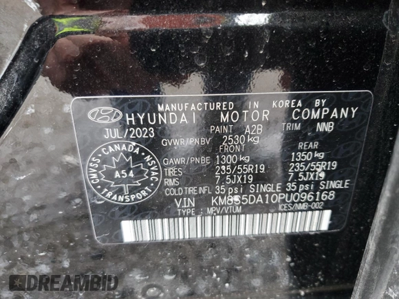 2023 Hyundai Santa Fe Hybrid Luxury with VIN KM8S5DA10PU096168, listed as a Copart auction lot 85579224 with 20,052 mi miles and Clean Title. Bid and sale history available at carsss.com. Image 13.