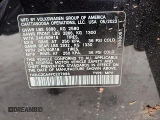 2023 Volkswagen Atlas SE with VIN 1V2LC2CA4PC227994, listed as a Copart auction lot 82517774 with 22,375 mi miles and Salvage title. Bid and sale history available at DreamBid. Image 15.