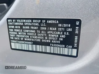 2017 Volkswagen Passat S with VIN 1VWAT7A32HC009657, listed as a IAAI auction lot 42541472 with 100,026 mi miles and . Bid and sale history available at DreamBid. Image 9.