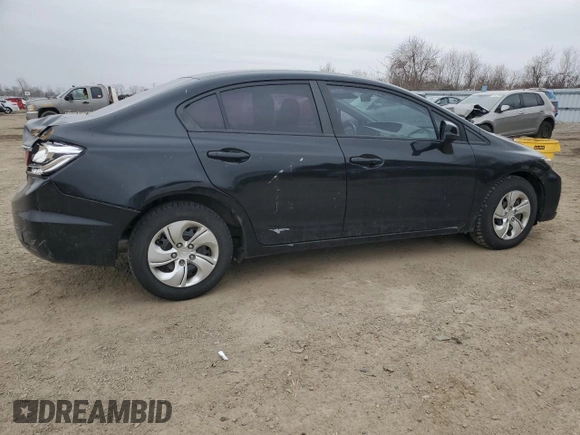2013 Honda Civic LX with VIN 2HGFB2F52DH036262, listed as a Copart auction lot 46416555 with 285,113 mi miles and Clean Title. Bid and sale history available at DreamBid. Image 3.