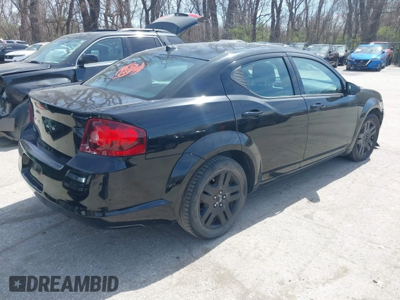 2013 Dodge Avenger SE with VIN 1C3CDZABXDN540331, listed as a IAAI auction lot 41889003 with 163,006 mi miles. Bid and sale history available at carsss.com. Image 4.