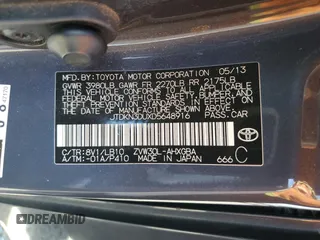2013 Toyota Prius One with VIN JTDKN3DUXD5648916, listed as a Copart auction lot 64271535 with 249,001 mi miles and Salvage title. Bid and sale history available at DreamBid. Image 14.