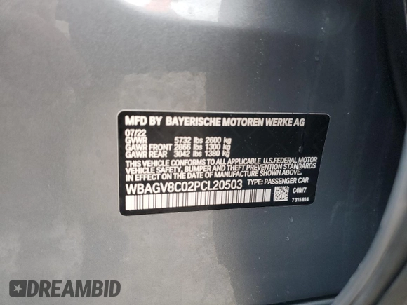 2023 BMW 8 Series M850i z VIN WBAGV8C02PCL20503, wystawiony jako Copart lot #84214214 z przebiegiem Nie podano mil oraz Szkoda całkowita • Salvage title. Historia ofert i sprzedaży dostępna na DreamBid. Obrazek 12.
