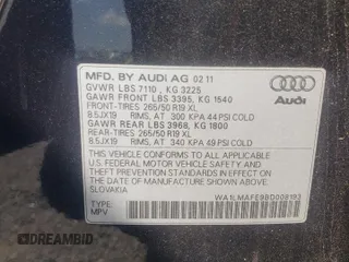 2011 Audi Q7 Premium Plus with VIN WA1LMAFE9BD008193, listed as a Copart auction lot 53777785 with 140,038 mi miles and Salvage title. Bid and sale history available at DreamBid. Image 13.