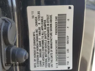 2012 Honda Civic Cpe LX with VIN 2HGFG3B56CH512492, listed as a Copart auction lot 73795374 with 72,973 mi miles and Salvage Title. Bid and sale history available at carsss.com. Image 12.