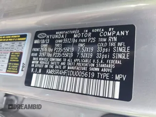 2013 Hyundai Santa Fe Limited z VIN KM8SR4HF1DU005619, wystawiony jako IAAI lot #42149533 z przebiegiem 135 268 mil mil oraz . Historia ofert i sprzedaży dostępna na DreamBid. Obrazek 9.