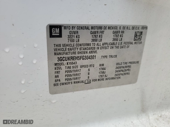 2015 Chevrolet Silverado 1500 LT with VIN 3GCUKREH5FG304301, listed as a Copart auction lot 78739844 with 228,466 mi miles and Salvage Title. Bid and sale history available at carsss.com. Image 13.