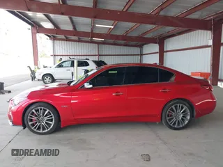 2018 Infiniti Q50 Red Sport 400 with VIN JN1FV7AR6JM481502, listed as a IAAI auction lot 41622523 with 74,097 mi miles and . Bid and sale history available at DreamBid. Image 14.