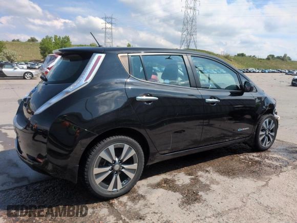 2015 Nissan LEAF SL with VIN 1N4AZ0CP1FC332321, listed as a Copart auction lot 59808425 with 54,744 mi miles and Salvage title. Bid and sale history available at DreamBid. Image 3.