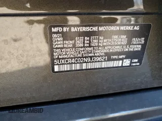2022 BMW X5 sDrive40i with VIN 5UXCR4C02N9J39621, listed as a Copart auction lot 87696995 with 0 mi miles and Salvage Title. Bid and sale history available at carsss.com. Image 15.