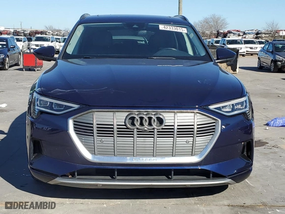 2021 Audi e-tron Premium Plus with VIN WA1LAAGE1MB024443, listed as a Copart auction lot 42333015 with 43,977 mi miles and Salvage Title. Bid and sale history available at carsss.com. Image 5.