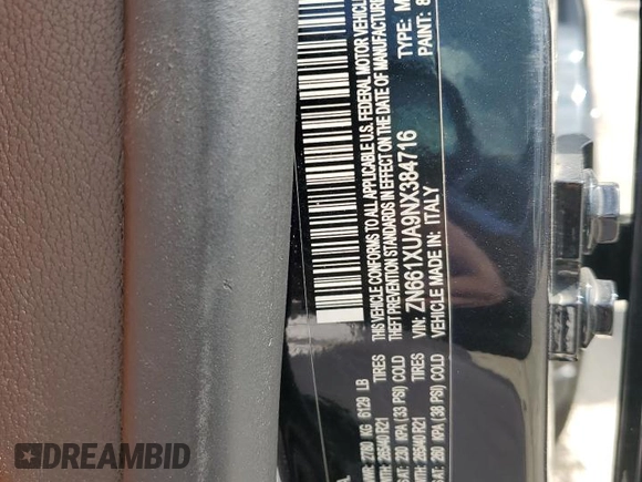 2022 Maserati Levante GT with VIN ZN661XUA9NX384716, listed as a Copart auction lot 69743654 with Not provided miles and Salvage title. Bid and sale history available at DreamBid. Image 13.