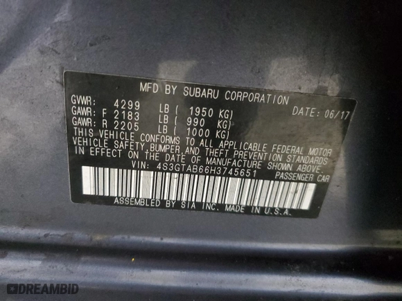 2017 Subaru Impreza Premium with VIN 4S3GTAB66H3745651, listed as a Copart auction lot 48931305 with 123,186 mi miles and Salvage Title. Bid and sale history available at carsss.com. Image 13.