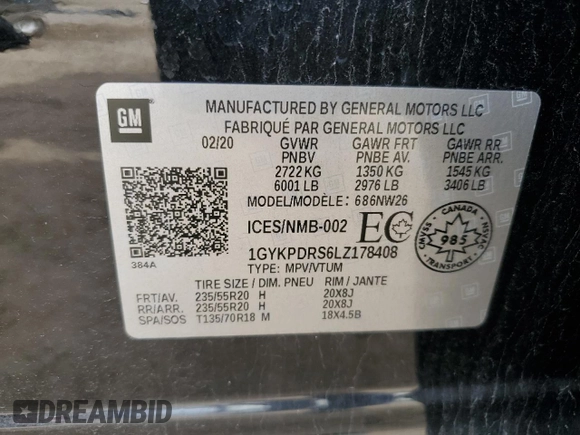 2020 Cadillac XT6 AWD Premium Luxury z VIN 1GYKPDRS6LZ178408, wystawiony jako Copart lot #49246845 z przebiegiem 194 056 mil mil oraz Czysty tytuł • Clean title. Historia ofert i sprzedaży dostępna na DreamBid. Obrazek 13.