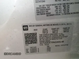 2022 GMC Sierra 1500 Elevation z VIN 3GTUUCET0NG569248, wystawiony jako Copart lot #88675455 z przebiegiem 72 416 mil mil oraz Szkoda całkowita • Salvage title. Historia ofert i sprzedaży dostępna na DreamBid. Obrazek 12.