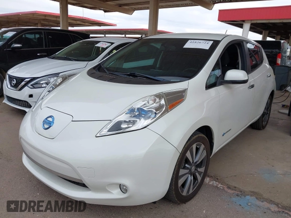 2015 Nissan LEAF SV with VIN 1N4AZ0CP1FC316894, listed as a IAAI auction lot 41826724 with 57,195 mi miles. Bid and sale history available at carsss.com. Image 2.
