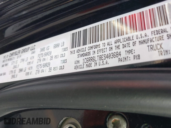 2014 Ram 1500 Big Horn with VIN 1C6RR6LT8ES403684, listed as a IAAI auction lot 41076858 with 130,527 mi miles and . Bid and sale history available at DreamBid. Image 9.