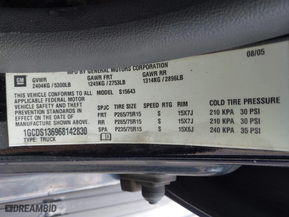 2006 Chevrolet Colorado LT w/3LT with VIN 1GCDS136968142830, listed as a IAAI auction lot 41711509 with 88,587 mi miles. Bid and sale history available at carsss.com. Image 9.
