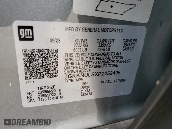 2023 GMC Acadia SLT with VIN 1GKKNULSXPZ253495, listed as a Copart auction lot 47650505 with 2 mi miles and Salvage Title. Bid and sale history available at DreamBid. Image 13.