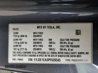 2023 Tesla Model 3 z VIN 5YJ3E1EA3PF639345, wystawiony jako Copart lot #65896504 z przebiegiem 24 277 mil mil oraz Szkoda całkowita • Salvage title. Historia ofert i sprzedaży dostępna na DreamBid. Obrazek 14.