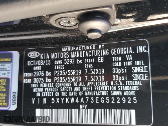 2014 Kia Sorento SX Limited with VIN 5XYKW4A73EG522925, listed as a Copart auction lot 87590325 with 128,976 mi miles and Salvage Title. Bid and sale history available at carsss.com. Image 13.
