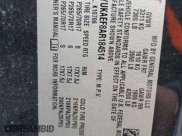 2010 Cadillac Escalade z VIN 1GYUKAEF8AR184514, wystawiony jako Copart lot #73656034 z przebiegiem 146 172 mil mil oraz Szkody całkowita. Historia ofert i sprzedaży dostępna na DreamBid. Obrazek 14.