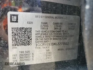 2020 Chevrolet Silverado 1500 LT with VIN 1GCRYDEDXLZ272512, listed as a Copart auction lot 51138285 with 100,051 mi miles and Salvage Title. Bid and sale history available at carsss.com. Image 13.