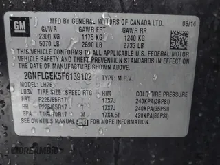 2015 Chevrolet Equinox LT with VIN 2GNFLGEK5F6139102, listed as a IAAI auction lot 41843464 with 129,845 mi miles. Bid and sale history available at carsss.com. Image 9.