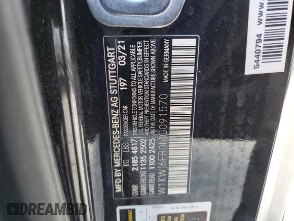 2021 Mercedes-Benz C 43 AMG with VIN W1KWJ6EB0MG091570, listed as a Copart auction lot 77256964 with Not provided miles and Non repairable. Bid and sale history available at DreamBid. Image 13.
