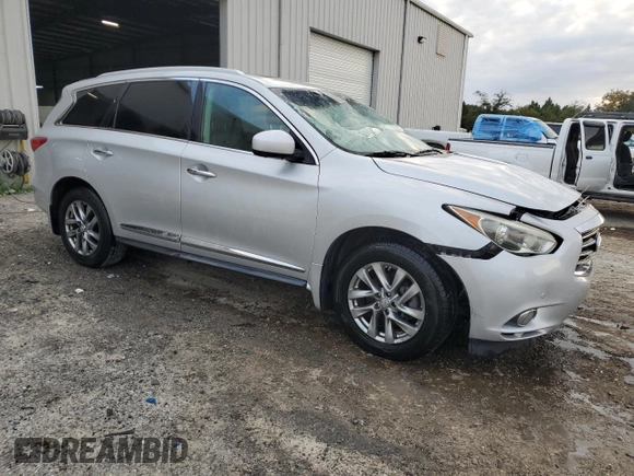2013 Infiniti JX35 with VIN 5N1AL0MM5DC332332, listed as a Copart auction lot 75879244 with 159,209 mi miles and Salvage Title. Bid and sale history available at carsss.com. Image 4.