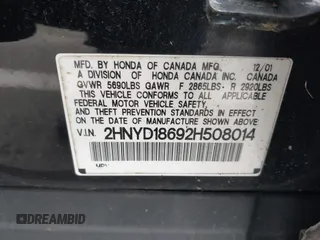 2002 Acura MDX Touring Pkg with VIN 2HNYD18692H508014, listed as a IAAI auction lot 41719035 with 271,682 mi miles. Bid and sale history available at carsss.com. Image 9.