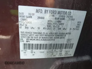 2010 Ford Edge Limited with VIN 2FMDK3KCXABA45754, listed as a IAAI auction lot 41889621 with 207,784 mi miles. Bid and sale history available at carsss.com. Image 9.