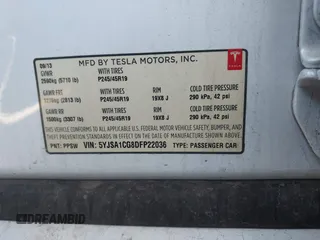 2013 Tesla Model S с VIN 5YJSA1CG8DFP22036, выставлен на аукционе IAAI как лот 41886249 с пробегом 125 477 миль миль и . История ставок и продаж доступна на DreamBid. Изображение 9.