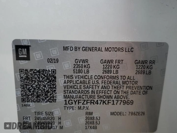 2019 Cadillac XT4 AWD Sport z VIN 1GYFZFR47KF177969, wystawiony jako Copart lot #50020515 z przebiegiem 70 627 mil mil oraz Szkoda całkowita • Salvage title. Historia ofert i sprzedaży dostępna na DreamBid. Obrazek 14.