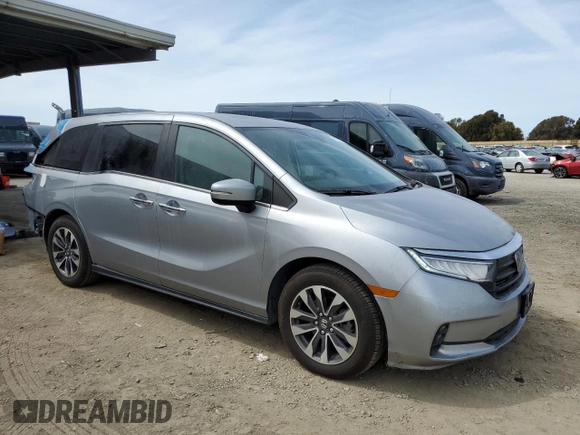 2021 Honda Odyssey EX-L with VIN 5FNRL6H74MB010119, listed as a Copart auction lot 52353355 with 39,366 mi miles and Salvage Title. Bid and sale history available at DreamBid. Image 4.