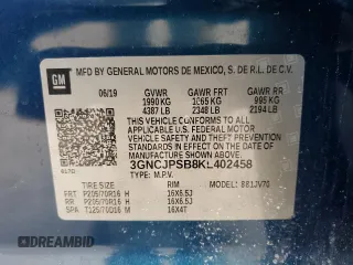 2019 Chevrolet Trax LT with VIN 3GNCJPSB8KL402458, listed as a Copart auction lot 51258585 with 22,718 mi miles and Salvage Title. Bid and sale history available at carsss.com. Image 14.