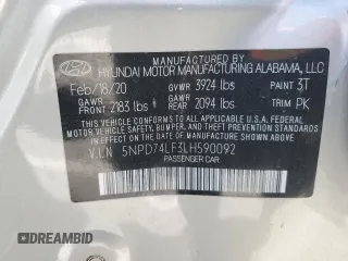 2020 Hyundai Elantra SE z VIN 5NPD74LF3LH590092, wystawiony jako Copart lot #52210975 z przebiegiem 52 500 mil mil oraz Szkoda całkowita • Salvage title. Historia ofert i sprzedaży dostępna na DreamBid. Obrazek 14.