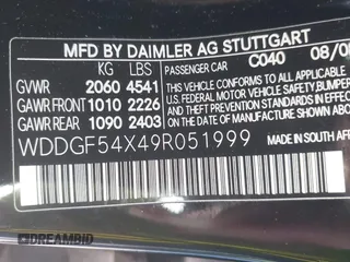 2009 Mercedes-Benz C 300 Sport with VIN WDDGF54X49R051999, listed as a IAAI auction lot 42353719 with 191,934 mi miles and . Bid and sale history available at DreamBid. Image 8.