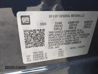 2025 Cadillac XT4 FWD Premium Luxury z VIN 1GYFZCR40SF148814, wystawiony jako IAAI lot #41598124 z przebiegiem Nie podano mil oraz . Historia ofert i sprzedaży dostępna na DreamBid. Obrazek 9.