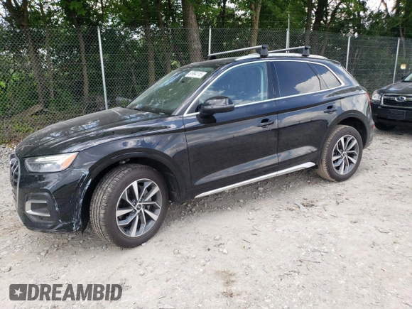 2021 Audi Q5 Premium with VIN WA1AAAFY7M2033344, listed as a Copart auction lot 61964115 with 78,534 mi miles and Salvage title. Bid and sale history available at DreamBid. Image 1.