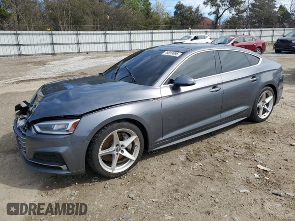 2018 Audi A5 Sportback Premium Plus with VIN WAUENCF54JA061579, listed as a Copart auction lot 49899095 with 90,295 mi miles and Salvage Title. Bid and sale history available at DreamBid. Image 1.