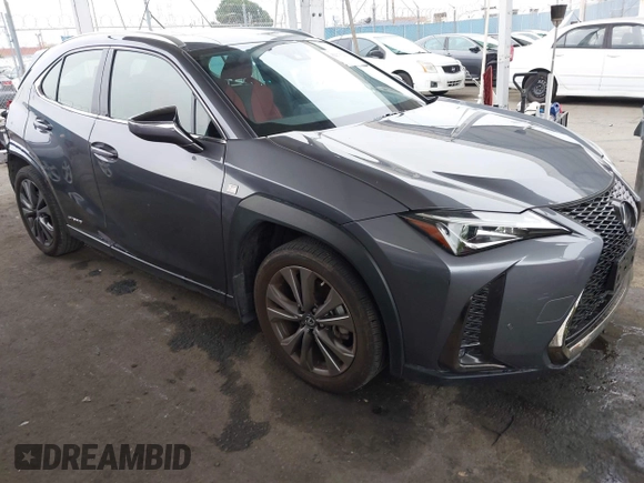 2020 Lexus UX 250h F Sport with VIN JTHR9JBH0L2025493, listed as a IAAI auction lot 42175227 with 18,315 mi miles and . Bid and sale history available at DreamBid. Image 1.