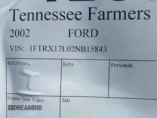 2002 Ford F-150 XL with VIN 1FTRX17L02NB15843, listed as a IAAI auction lot 41836759 with 1 mi miles. Bid and sale history available at carsss.com. Image 9.