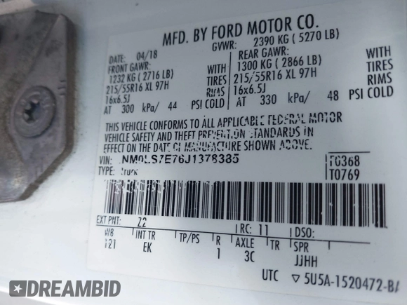2018 Ford Transit Connect XL с VIN NM0LS7E76J1378385, выставлен на аукционе IAAI как лот 42695607 с пробегом 72 288 миль миль и . История ставок и продаж доступна на DreamBid. Изображение 9.